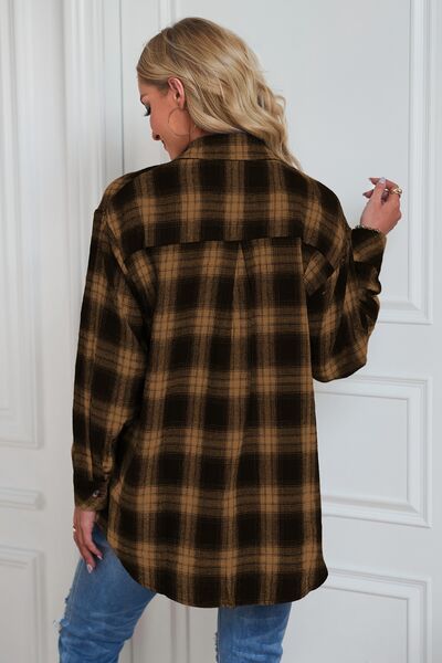 Plaid Button Up Dropped Shoulder Outerwear – product image 21
