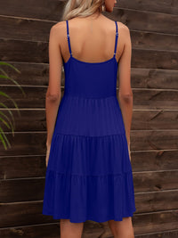Spaghetti Strap V-Neck Tiered Dress