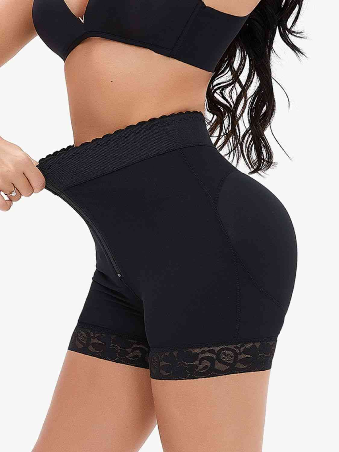 Full Size Zip-Up Lace Trim Shaping Shorts – product image 5