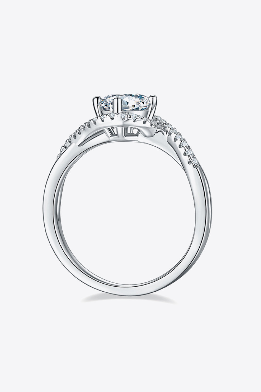 1 Carat Moissanite 925 Sterling Silver Crisscross Ring