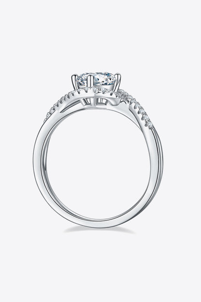 1 Carat Moissanite 925 Sterling Silver Crisscross Ring