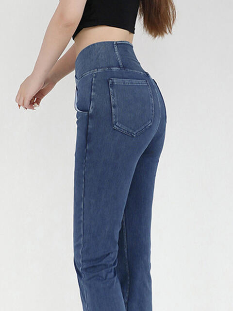 Wide Waistband Bootcut Jeans with Pockets – product image 6