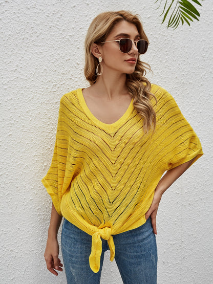 Openwork Batwing Sleeve Cover-Up – product image 6