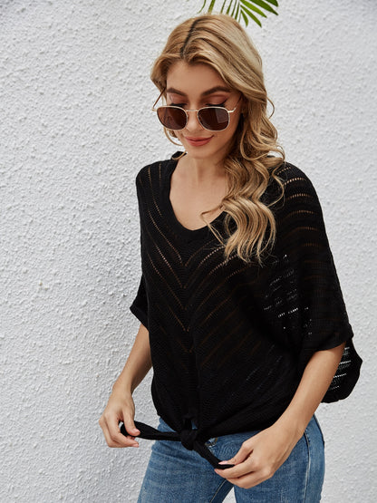 Openwork Batwing Sleeve Cover-Up – product image 5