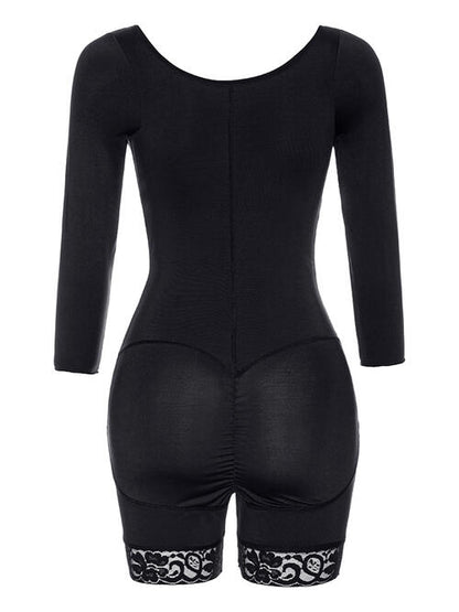 Full Size Zip Up Lace Detail Long Sleeve Shapewear – product image 6