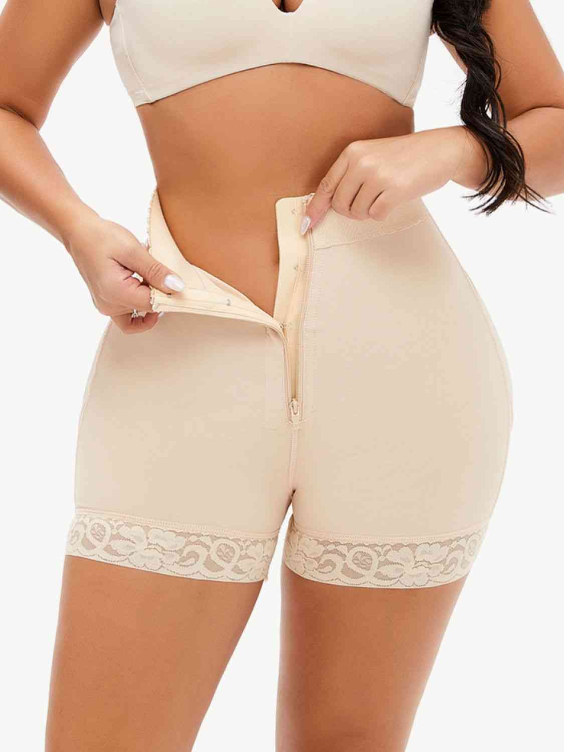Full Size Zip-Up Lace Trim Shaping Shorts – product image 3
