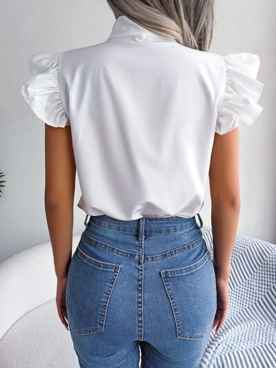 Tie  Neck Cap Sleeve Blouse – product image 6