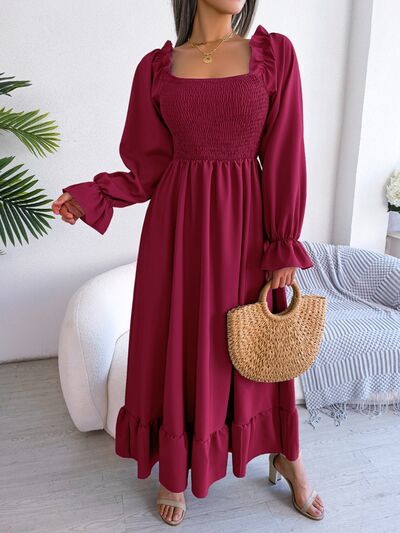 Smocked Square Neck Flounce Sleeve Dress – product image 12