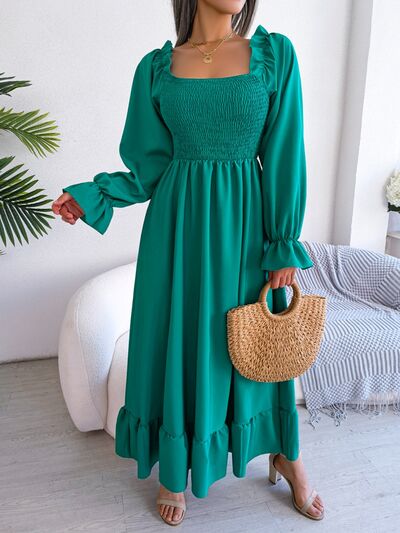 Smocked Square Neck Flounce Sleeve Dress – product image 17