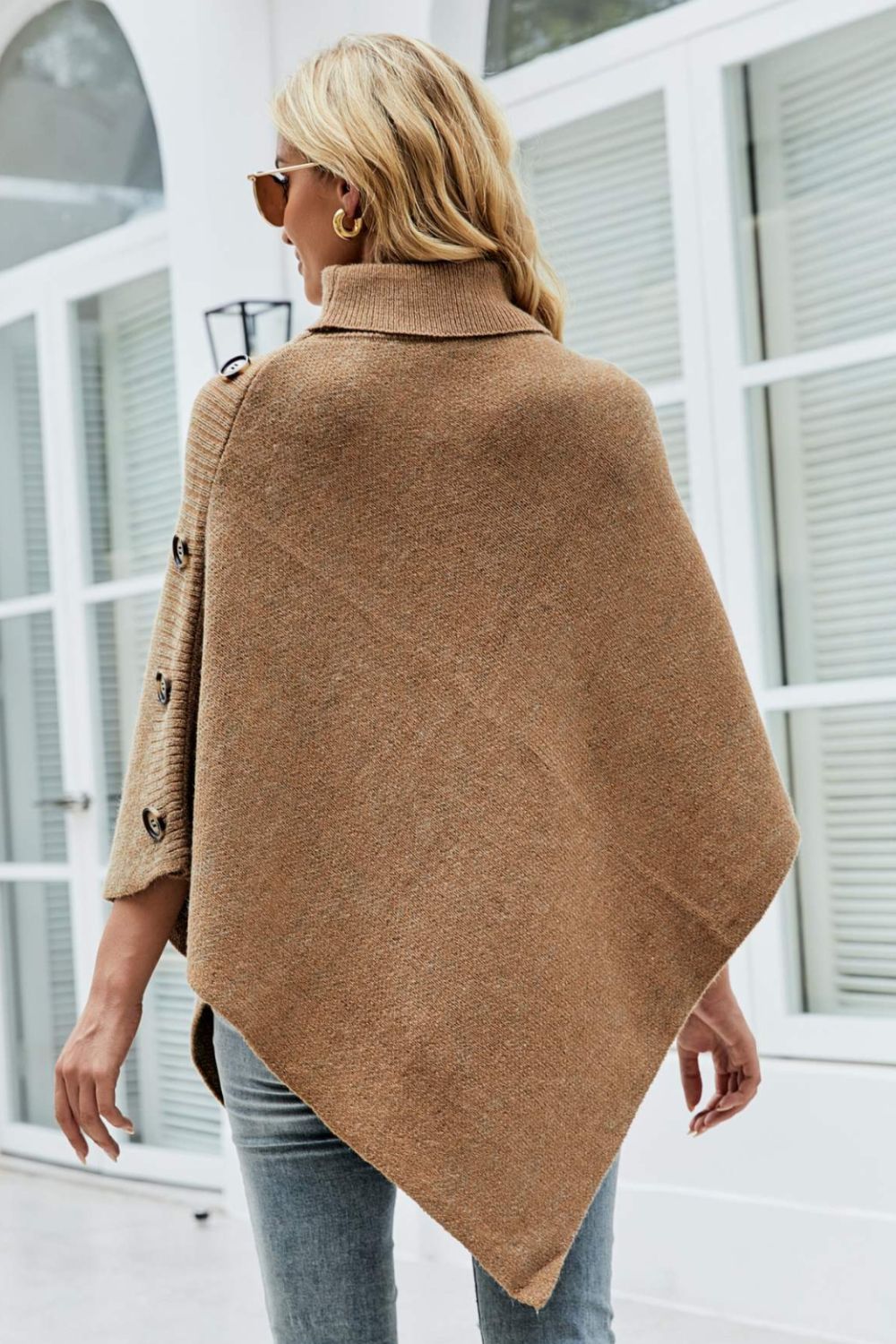Turtleneck Buttoned Poncho – product image 2