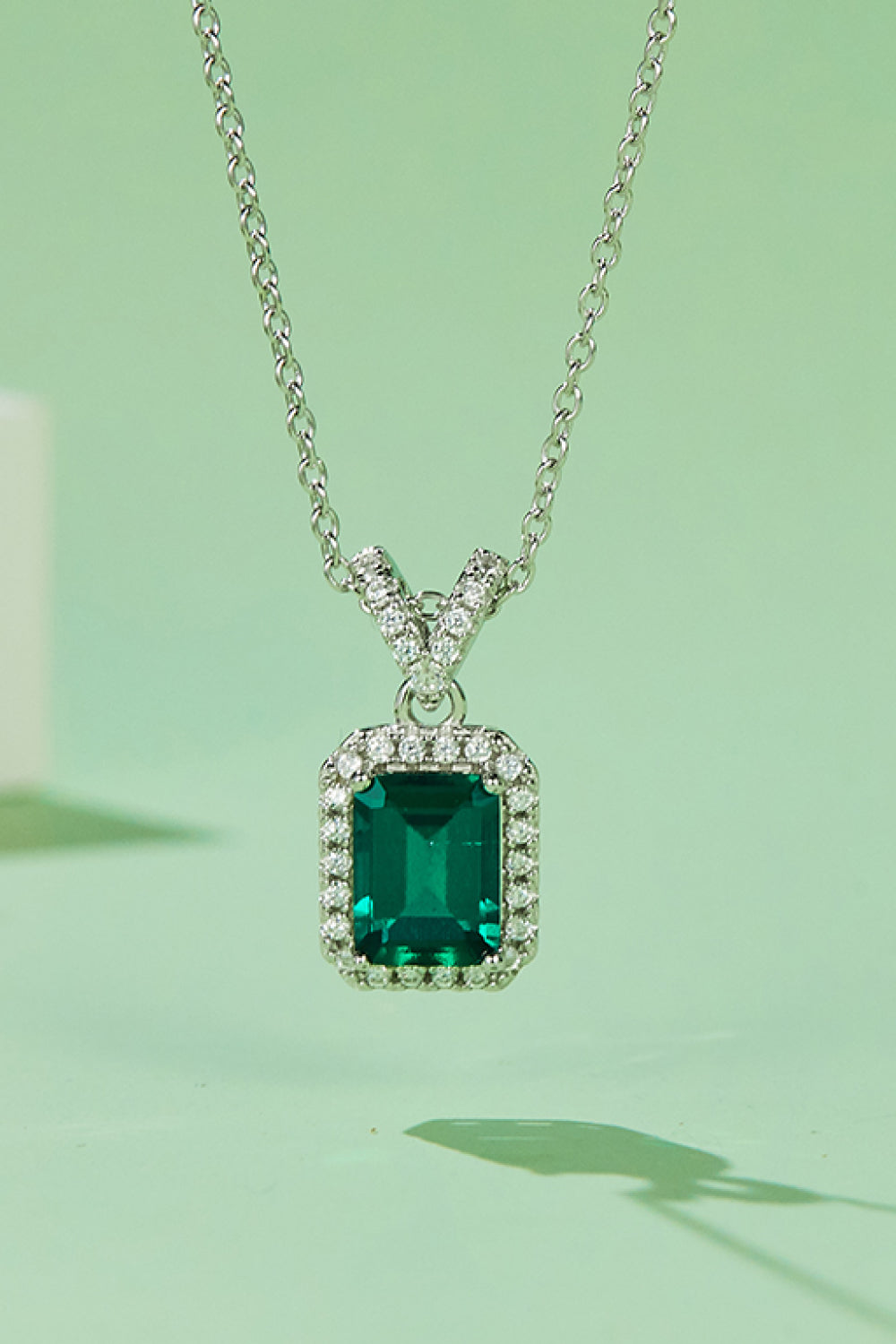1.25 Carat Lab-Grown Emerald Pendant Necklace