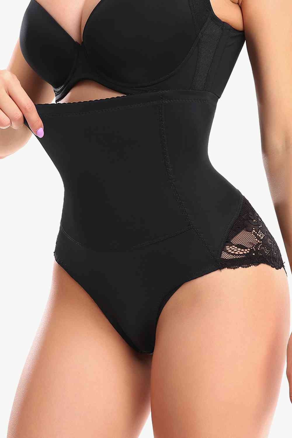 Full Size Spliced Lace Pull-On Shaping Shorts – product image 1
