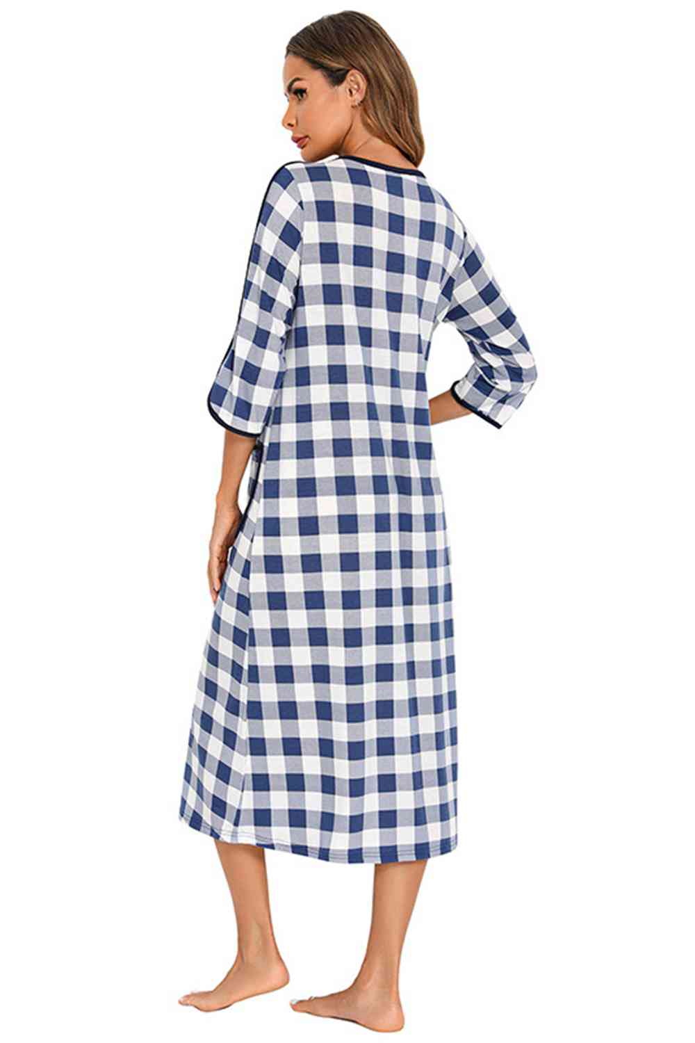 Round Neck Three-Quarter Sleeve Midi Night Dress – product image 24