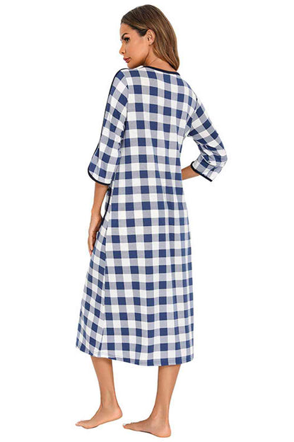 Round Neck Three-Quarter Sleeve Midi Night Dress – product image 24