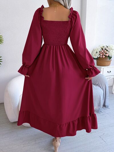 Smocked Square Neck Flounce Sleeve Dress – product image 11